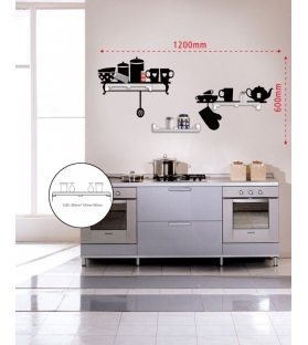 Sticker da muro kitchen con mensole cm 120x60
