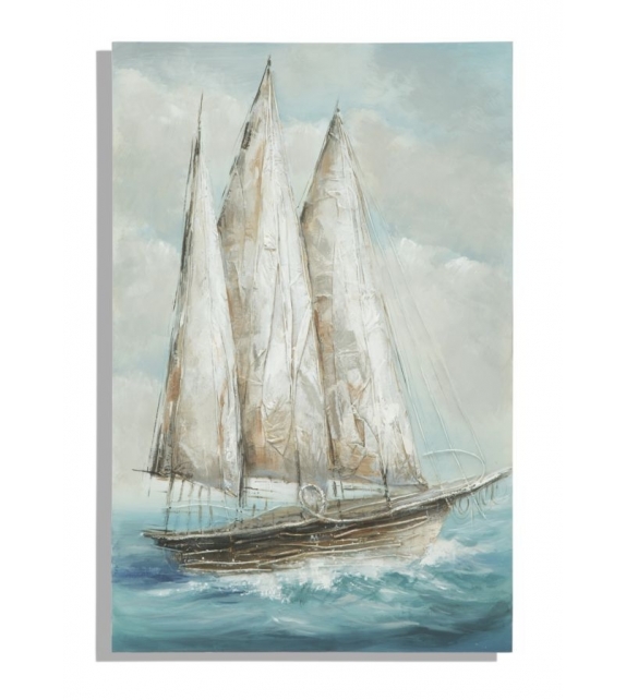 Dipinto su tela barca a vela -b- cm 80x3,7x120