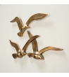 Uccelli in Volo Decorazione Muro Metallo Oro L 35cm