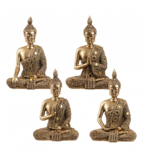 Statua Buddha seduto h19 cm - 4 varianti