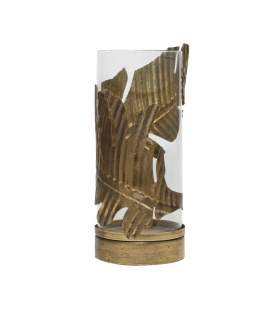 Lanterna Palmier metallo oro e vetro h 28cm