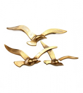 Uccelli in Volo Decorazione Muro Metallo Oro L 35cm