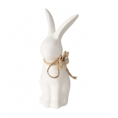 Coniglio porcellana con fiore swarovski h20 cm - Pasqua 2024 - 