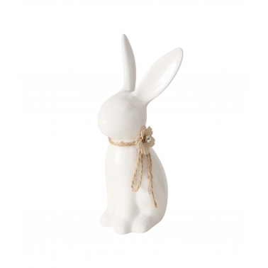 Coniglio porcellana con fiore swarovski h14 cm - Pasqua 2024 - 