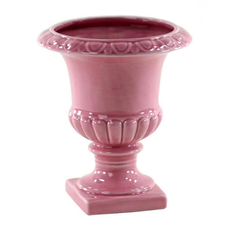 Vaso coppa classica ceramica rosa h22,5 cm - Vasi - 
